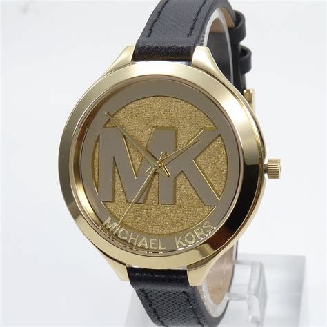 michael kors uhr schwarzes lederarmband ziffernblatt perlmutt|Schwarze Uhren .